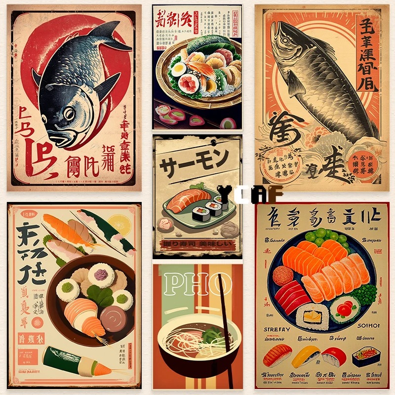 Japanese Lifestyle And Food - Vintage Jepang Poster makanan kanvas cetak