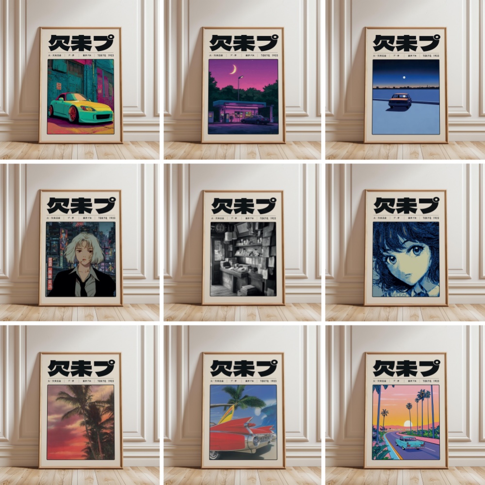 Japanese Tokyo Lifestyle - Poster Cetak Kanvas Budaya Indie Y2K