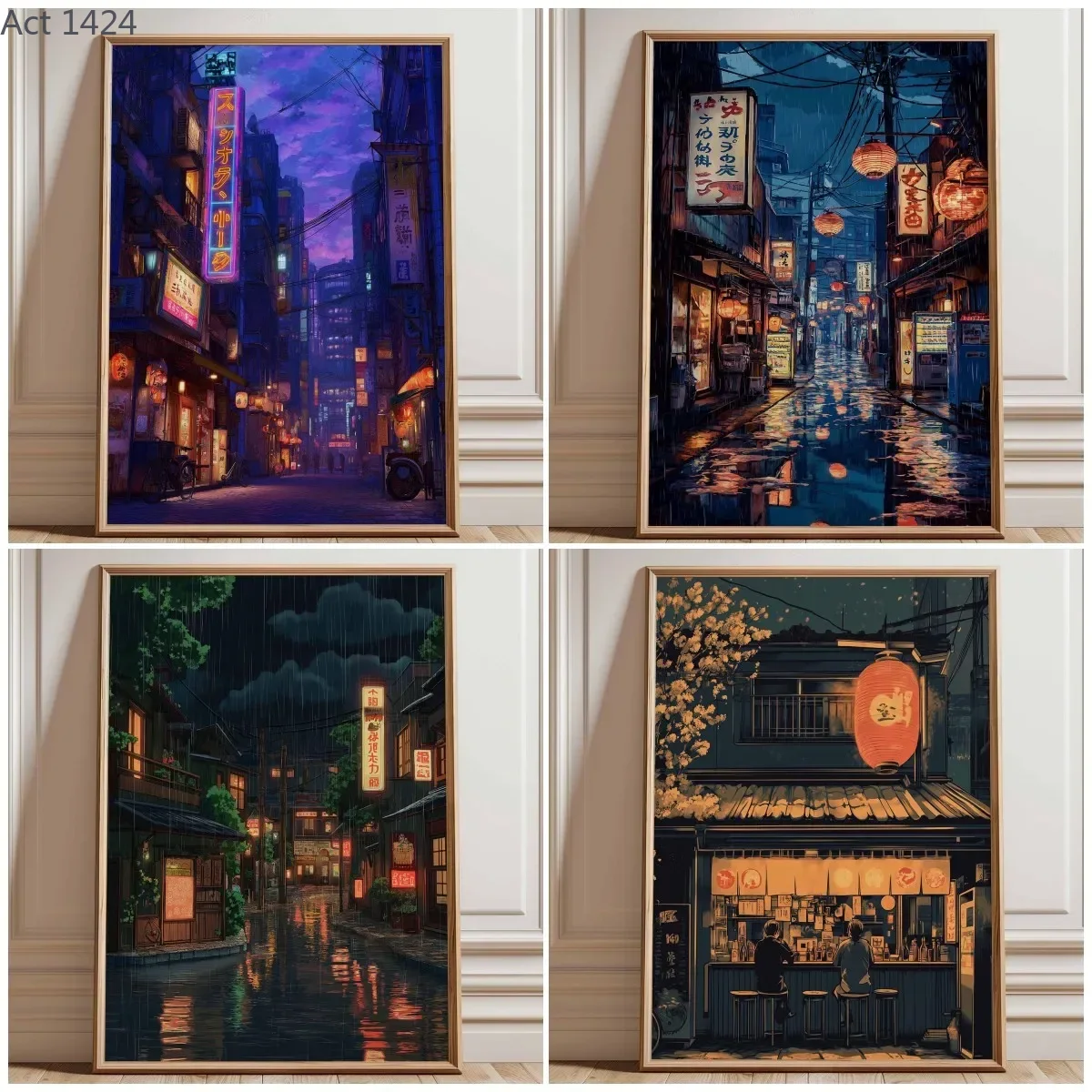 Japanese Tokyo Lifestyle - Cetakan Poster Jalan Neon Tokyo, Seni